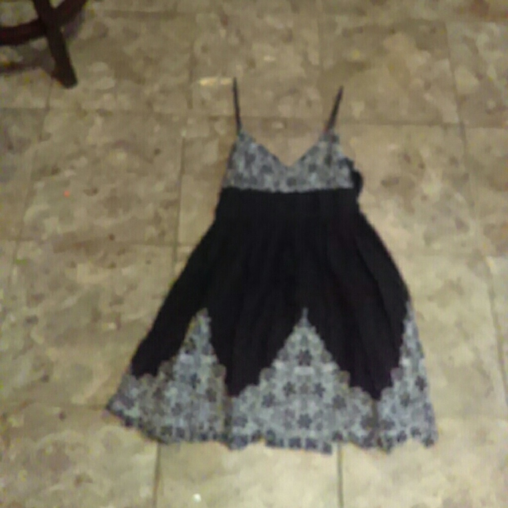 Black dress with white floral print